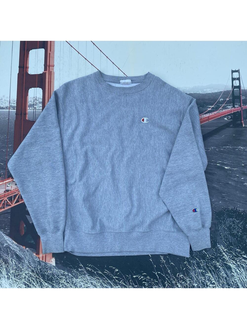 Champion Grey Crewneck Sweatshirt Men’s L Reverse Weave Gray Sweater Pullover